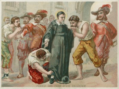 St Vincent de Paul takes the irons of a convict by European School